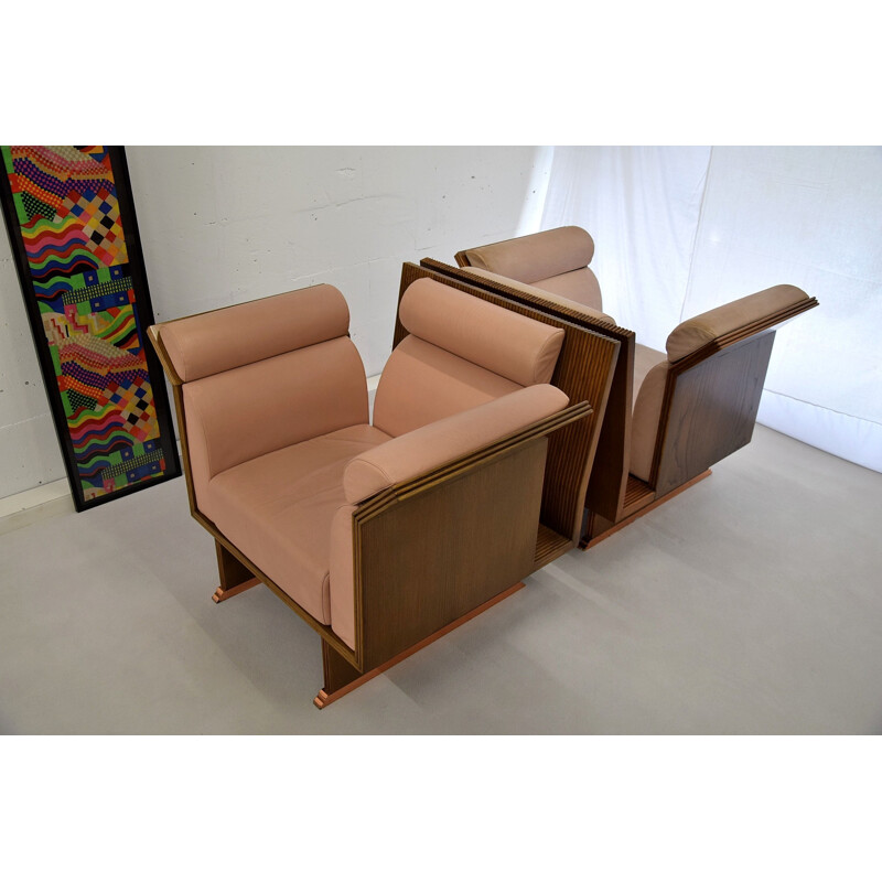 Vintage Rosewood armchairs by Ugo La Pietra, 1980s