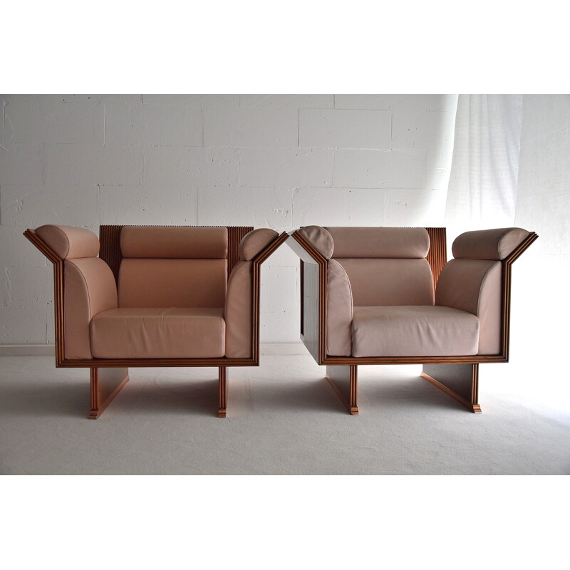 Poltronas de pau-rosa Vintage por Ugo La Pietra, 1980