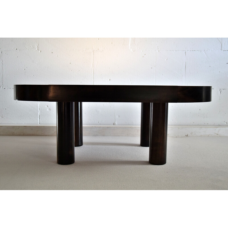 Vintage coffee table in brown and beige by Roger Capron, France