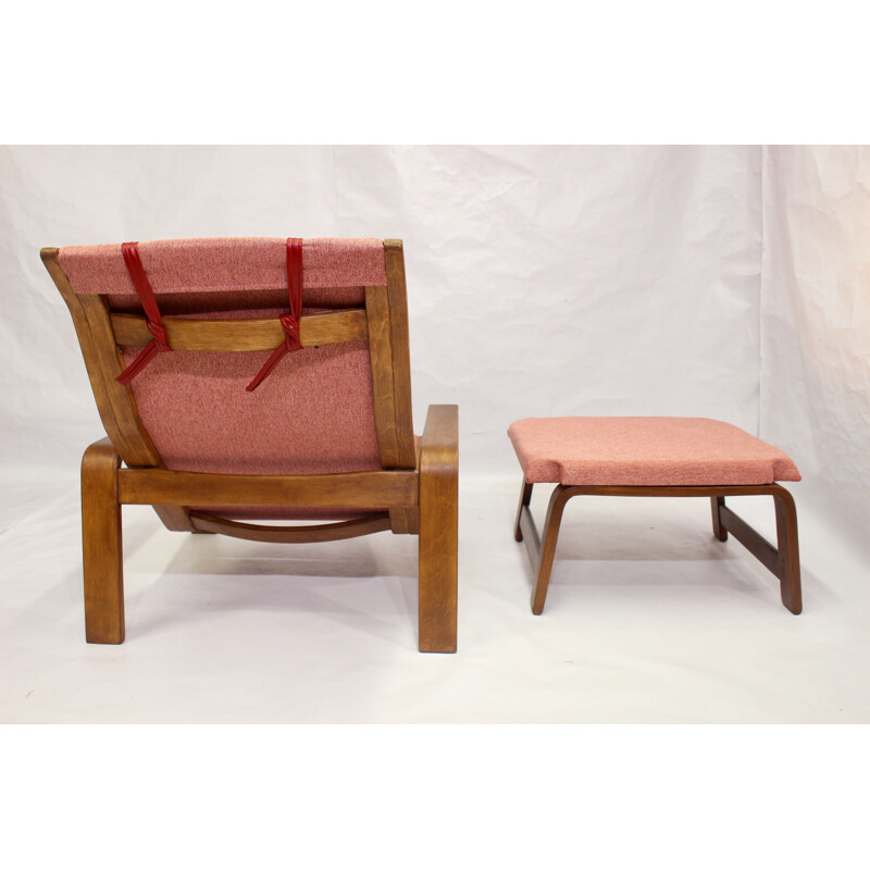 Fauteuil et ottoman vintage Pulkka par Ilmari Lappalainen pour Asko, 1963