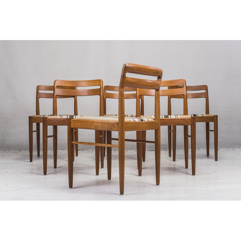 Set of 6 vintage teak chairs by H. W. Klein for Bramin