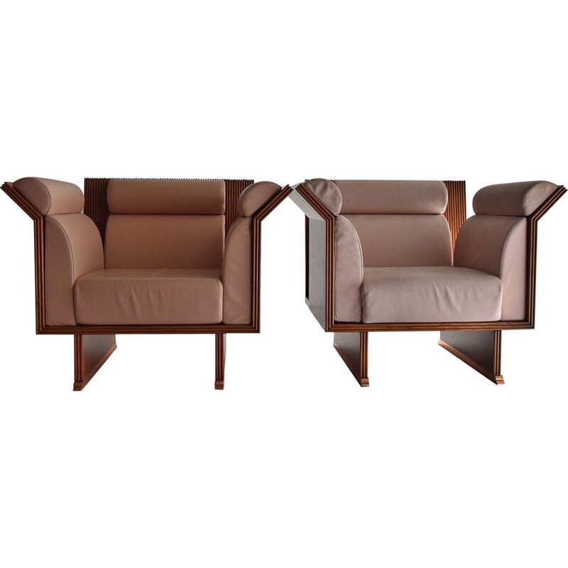 Vintage Rosewood armchairs by Ugo La Pietra, 1980s