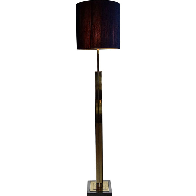 Lámpara de pie vintage de latón y cromo, 1970