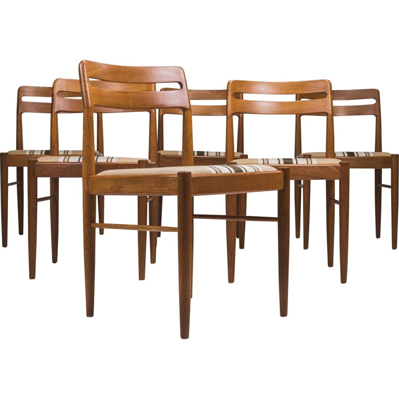 Set of 6 vintage teak chairs by H. W. Klein for Bramin