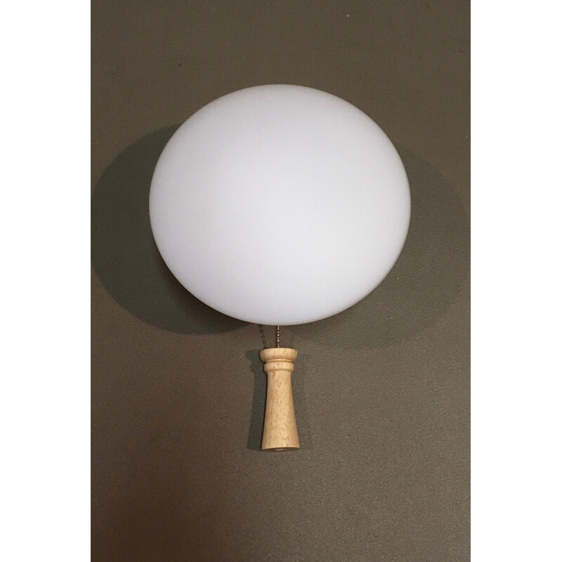 Vintage wall lamp in solid wood and opaline Scandinavian design