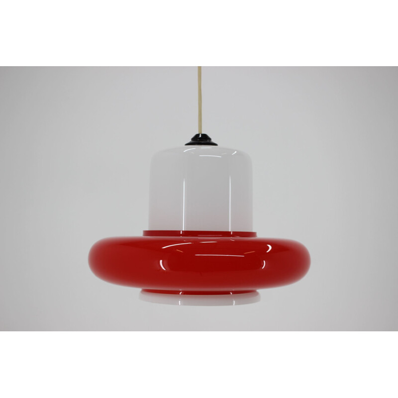 Vintage opaline glass pendant light, Czechoslovakia, 1960s 