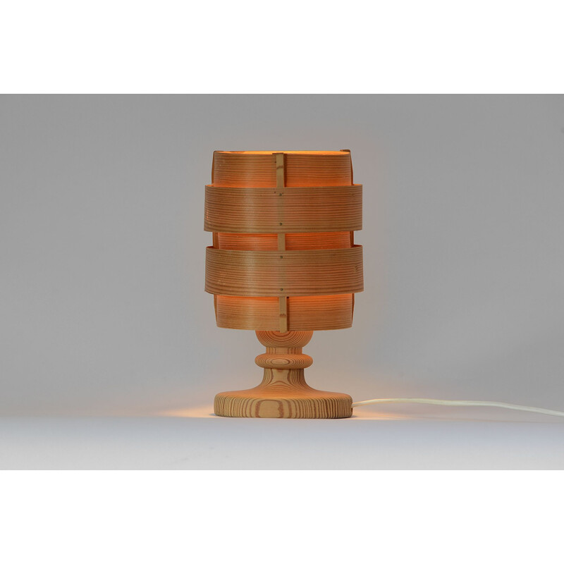 Vintage pine veneer table lamp "B 148" by Hans-Agne Jakobsson for Ellysett AB, Sweden 1960s