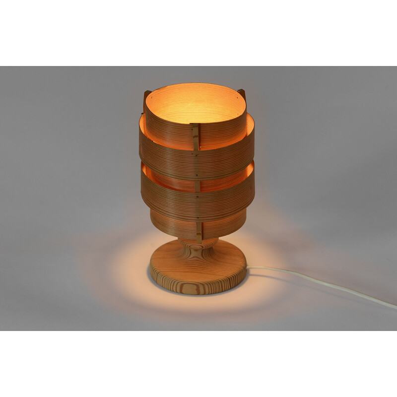 Vintage pine veneer table lamp "B 148" by Hans-Agne Jakobsson for Ellysett AB, Sweden 1960s