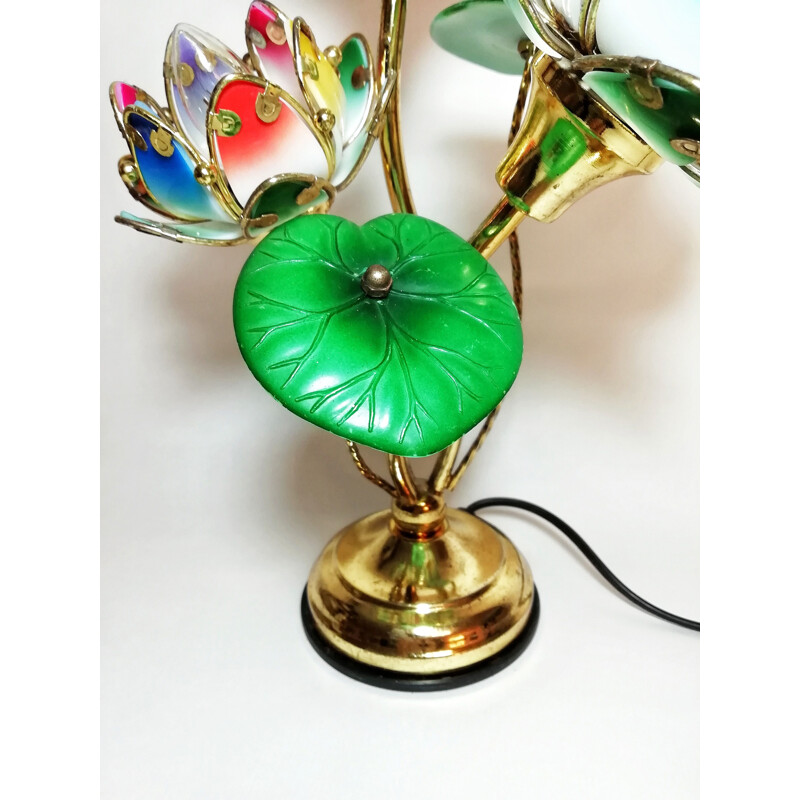 Vintage table lamp in methacrylate and golden chrome