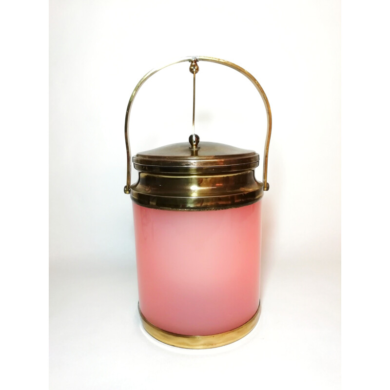 Vintage zegel in roze methacrylaat en goudkleurig metaal