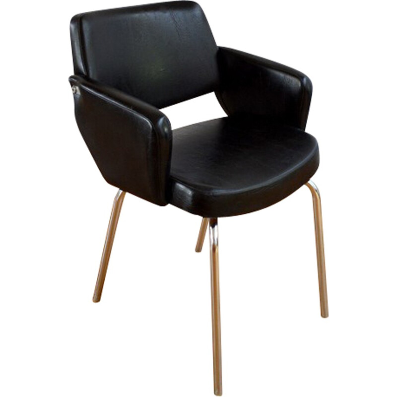 Desk chair in black leatherette - 1950s