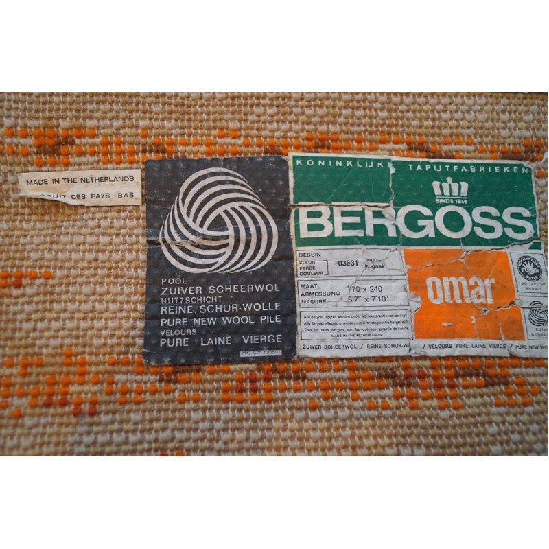 Tapis vintage "Bergoss" en laine, Hollande, 1960