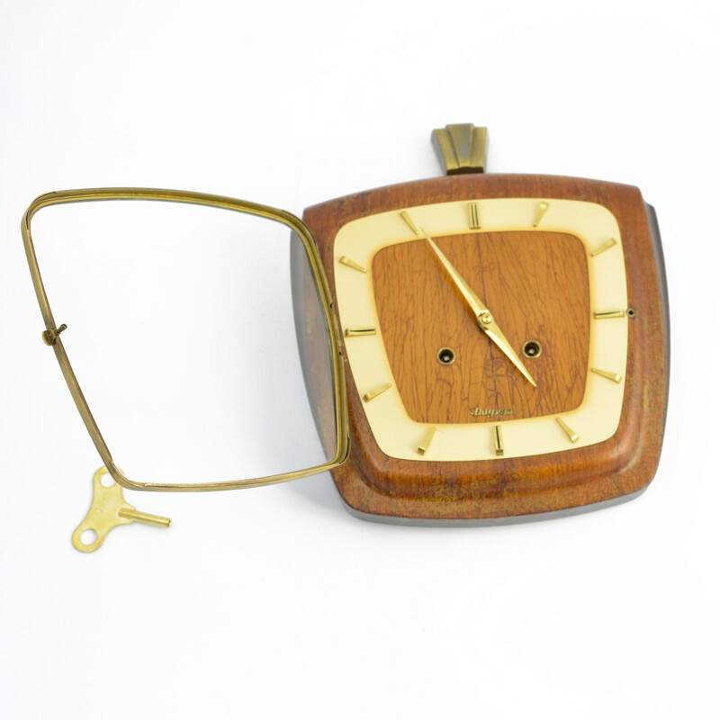 Vintage mechanical wall clock by VEB Dugena, Germany, 1950s