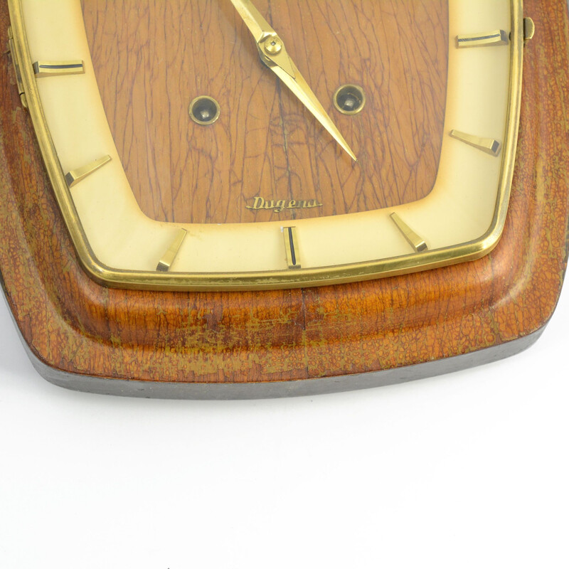 Vintage mechanical wall clock by VEB Dugena, Germany, 1950s