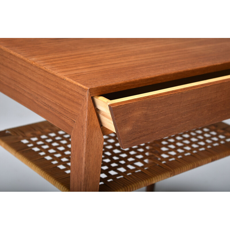 Pair of teak and rattan bedside tables by Severin Hansen