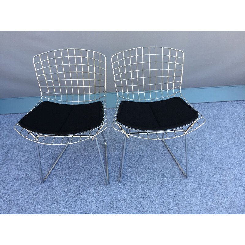 Pair of vintage children's chairs in chrome "wire" version by Knoll