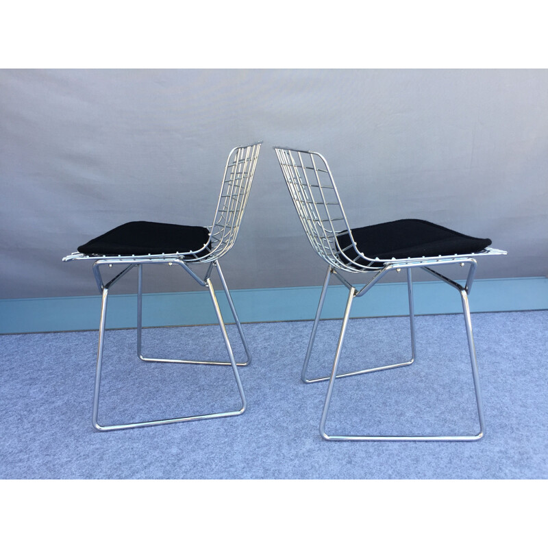 Pair of vintage children's chairs in chrome "wire" version by Knoll