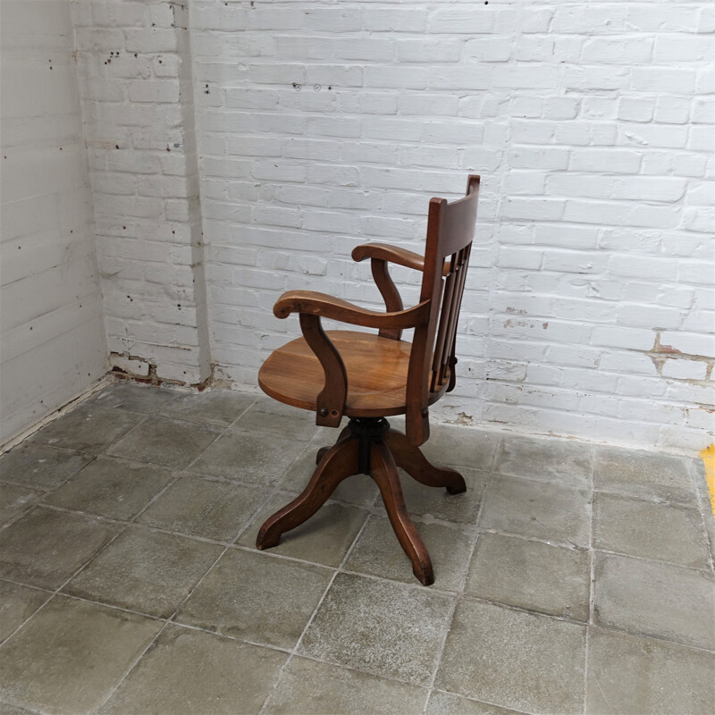 Chaise de capitaine vintage en bois de chêne, Angleterre