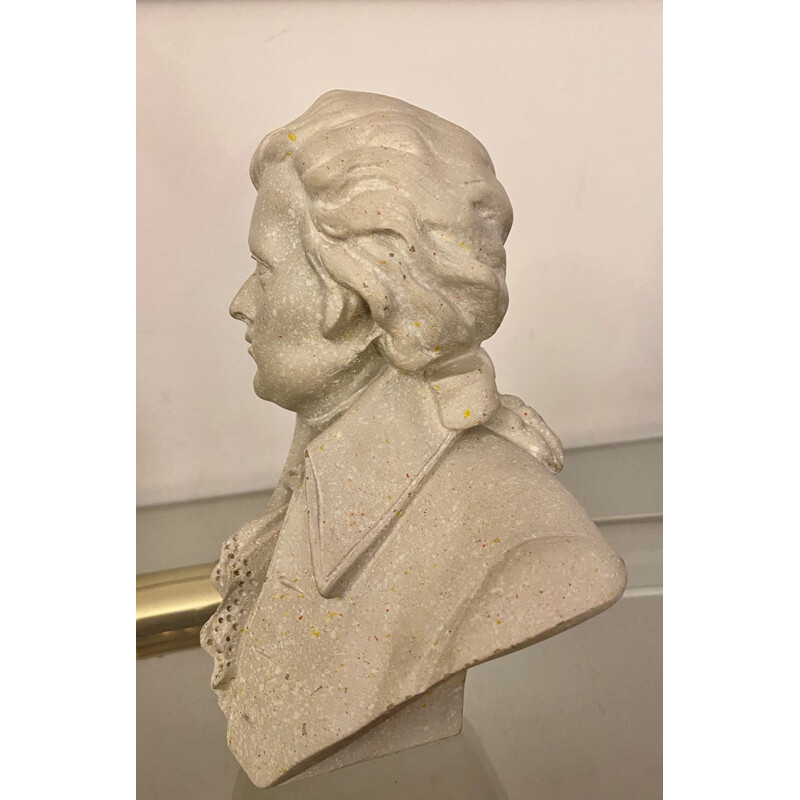 Vintage granite Mozart bust sculpture by L.V.