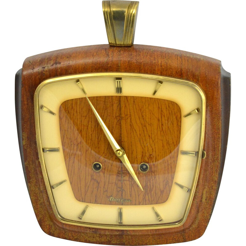 Vintage mechanical wall clock by VEB Dugena, Germany, 1950s