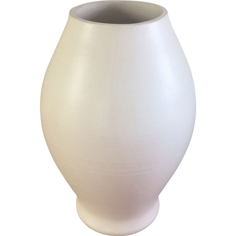 Vintage white vase by Pol Chambost