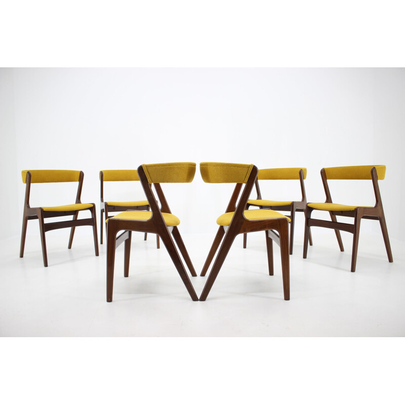 Ensemble de 6 chaises à repas en teck vintage de Kai Kristiansen, 1960