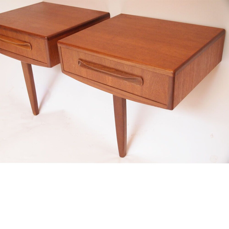 Pair of vintage Scandinavian teak bedside tables, 1960-70s