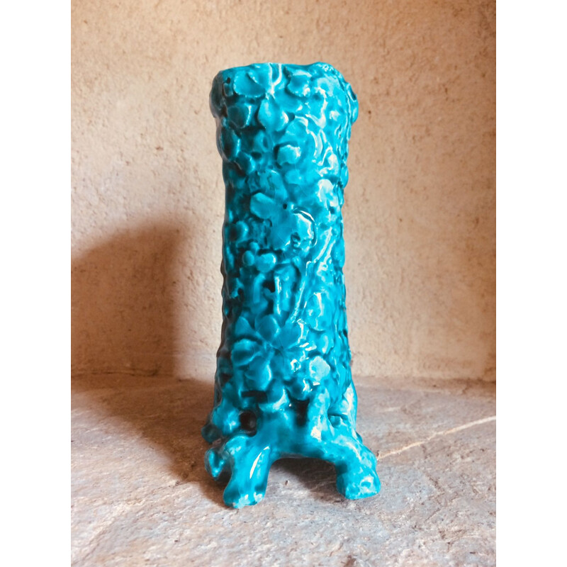 Vase vintage avec détail floral par Lachenal