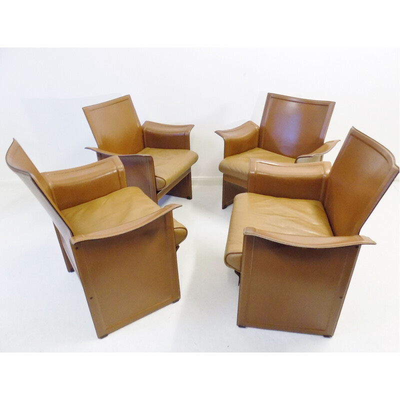 Vintage set of 4 Korium dining chairs by Tito Agnoli for Matteo Grassi 