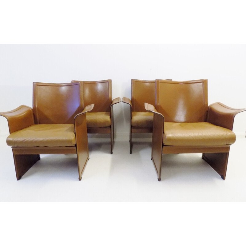 Vintage set of 4 Korium dining chairs by Tito Agnoli for Matteo Grassi 