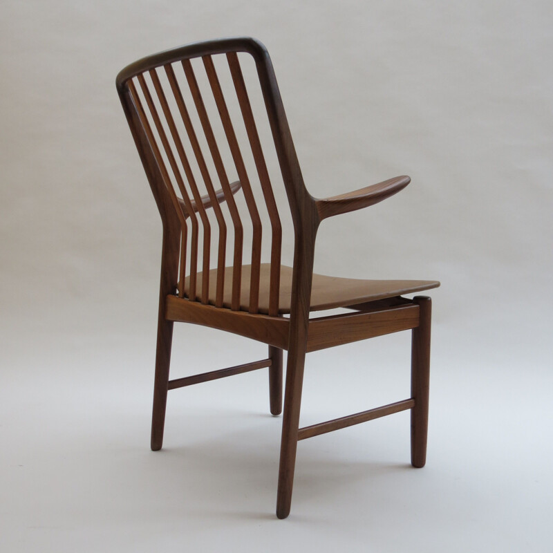 Vintage leather and teak Chair By Svend Madsen, 1960s