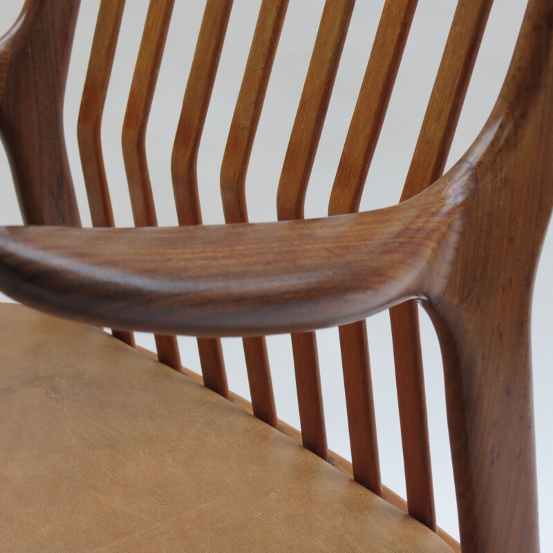 Vintage leather and teak Chair By Svend Madsen, 1960s