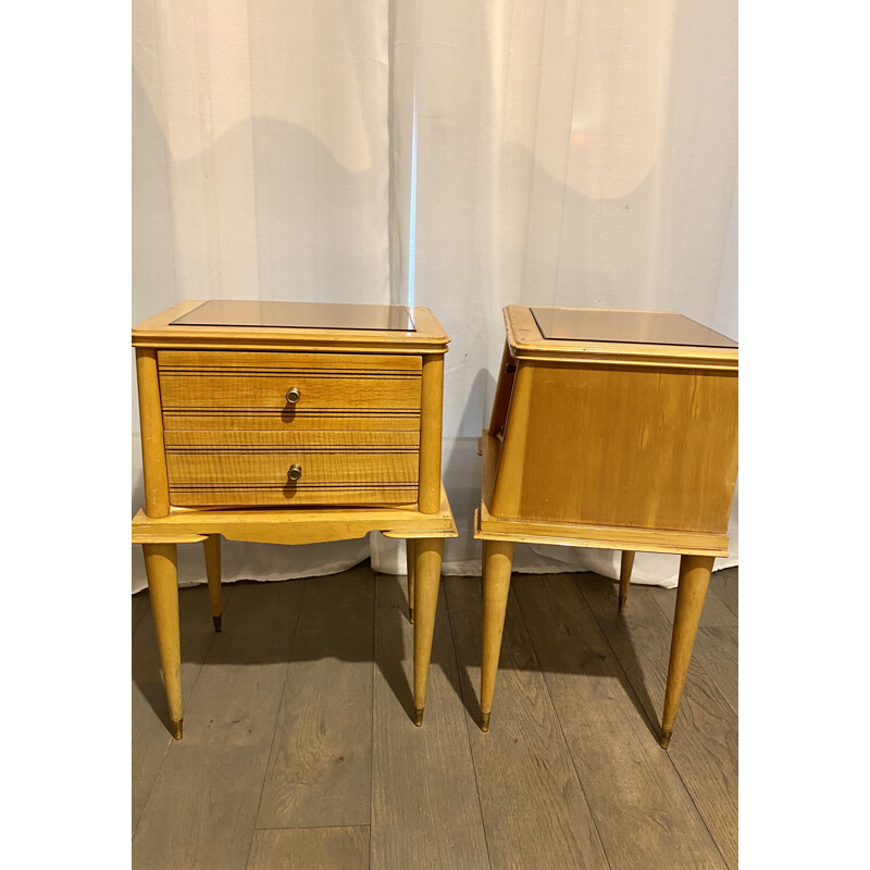 Pair of wood Bedside Tables Vintage 1960s