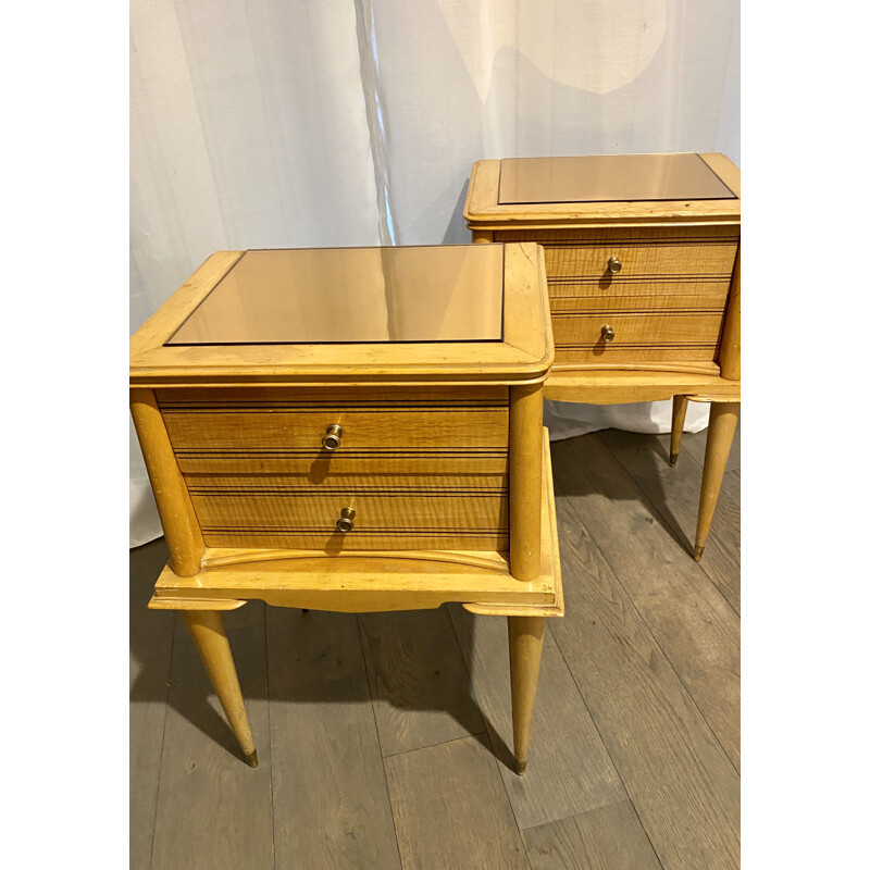 Pair of wood Bedside Tables Vintage 1960s