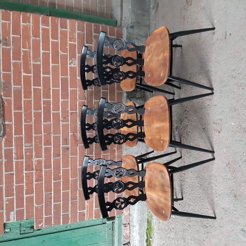 Set of Six Ercol Fleur De Lye Dining Chairs 