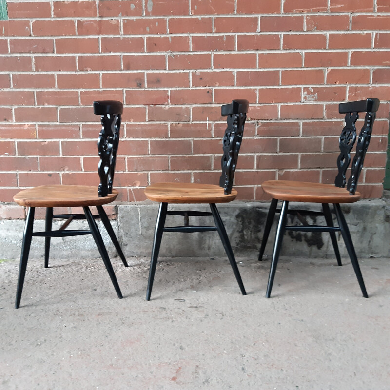 Set of Six Ercol Fleur De Lye Dining Chairs 