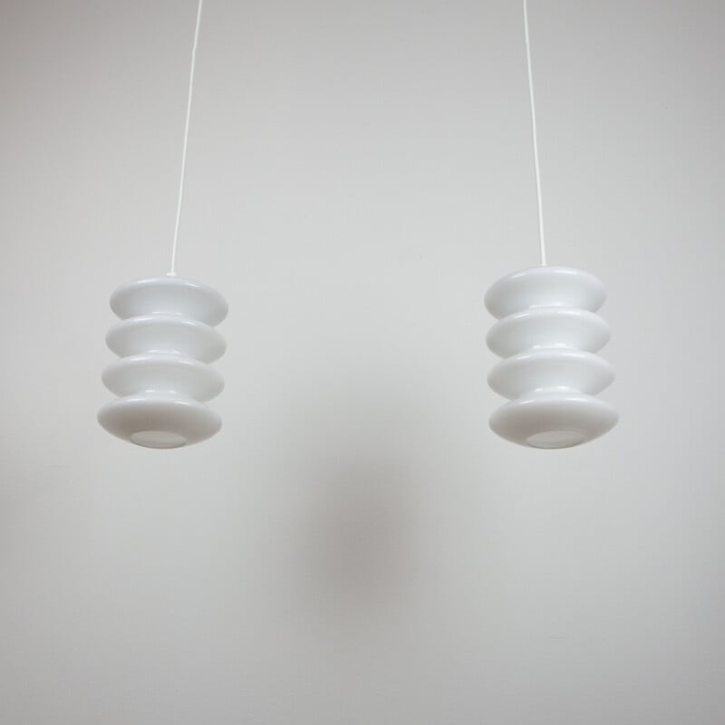 Pair of danish hanging lamps Sif by Peter Svarrer for Holmegaard, Denmark