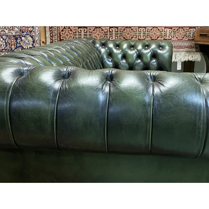 Canapé 3 places Chesterfield vintage en cuir 1970