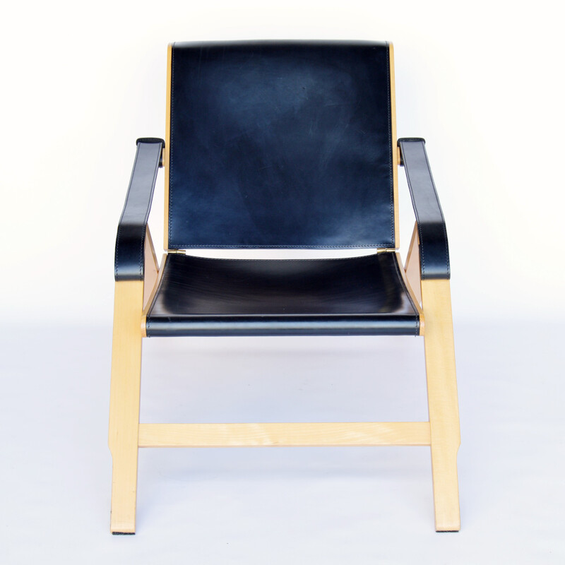 Armchair "Week End" in beech, leather and brass, Marco ZANUSO - 1994