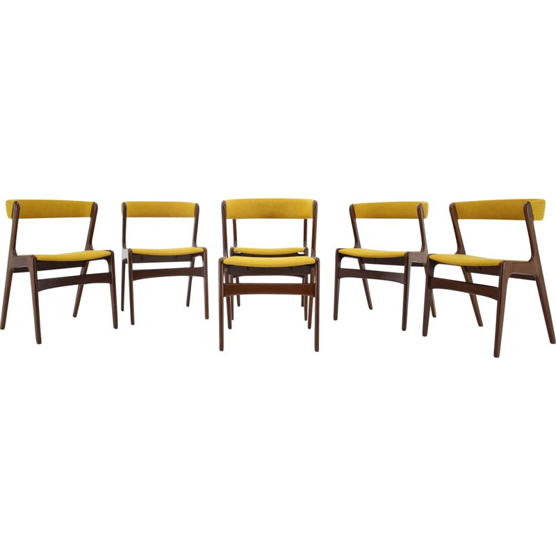 Ensemble de 6 chaises à repas en teck vintage de Kai Kristiansen, 1960