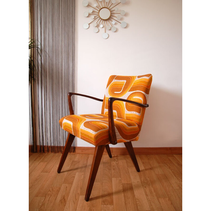 Vintage 1970s orange pattern armchair