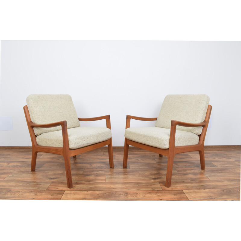 Set of 2 danish teak vintage armchairs by Ole Wanscher for Cado, 1960s