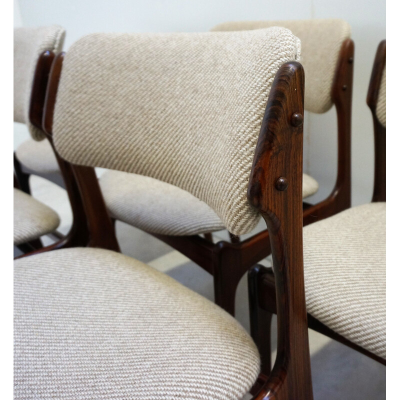 Set of 6 vintage rosewood chairs, Erik Buch
