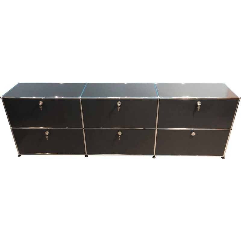 Vintage anthracite sideboard by Friz Haller for USM