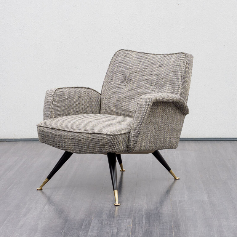 Fauteuil gris vintage au design épuré 1950