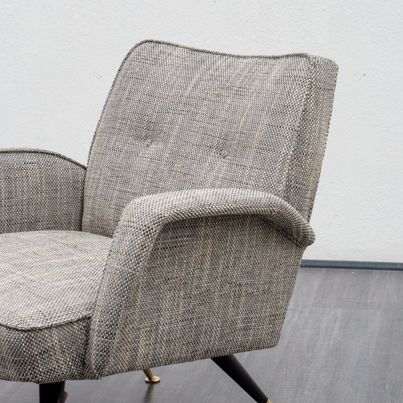 Fauteuil gris vintage au design épuré 1950