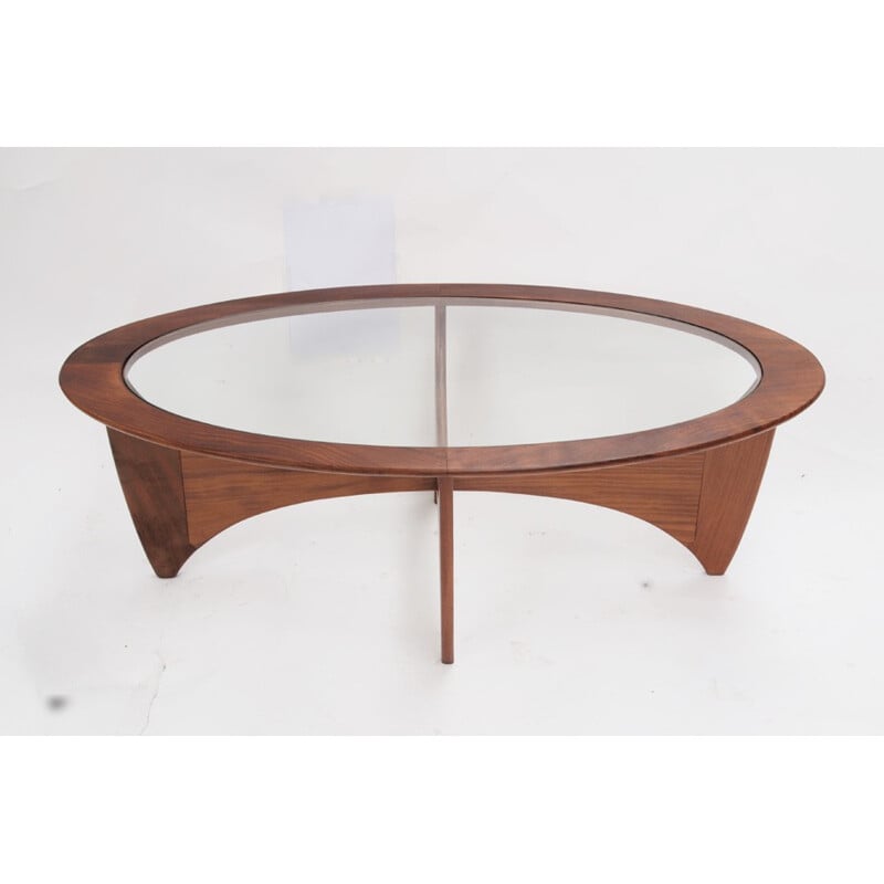 "Astro" oval coffee table in teak and glass - 1960s