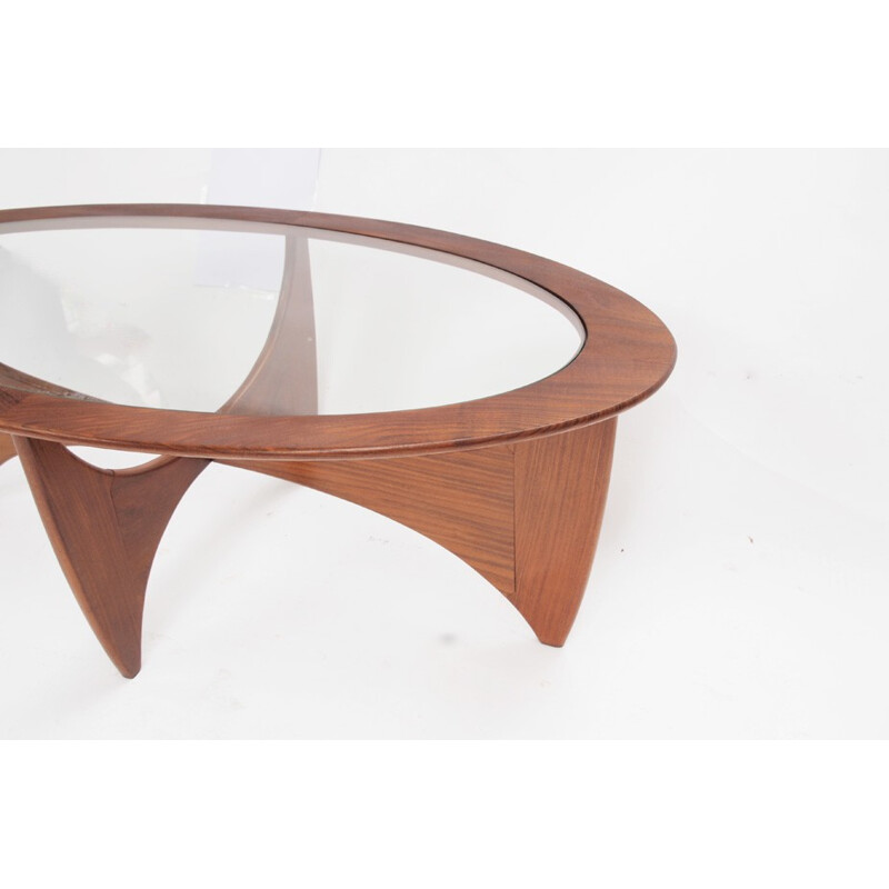 Table basse ovale "Astro" en teck et verre - 1960 