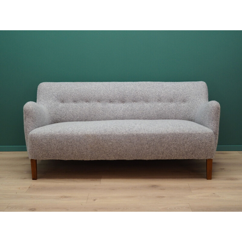 Canapé vintage gris en tissu de laine, design scandinave, 1960-1970