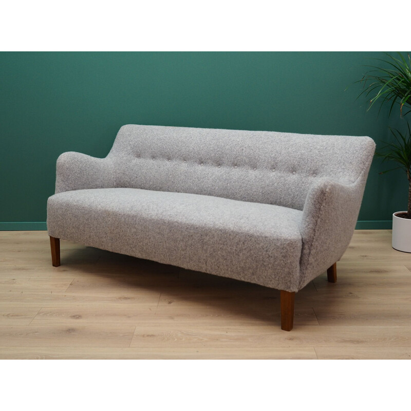 Vintage grey sofa in woolen fabric, Scandinavian design, 1960-1970